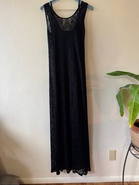 Rampage Black Lace Maxi Dress - Sleeveless Scoop Neck